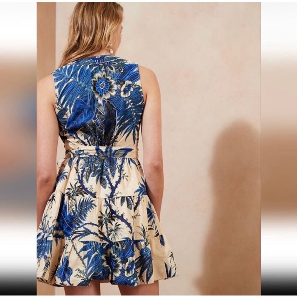 Banana Republic NWT Stampa Mini Dress Blue Floral Wrap V-Neck Medium - Picture 2 of 11
